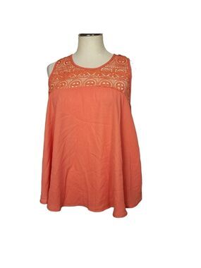 Sweet Journey Orange Back Zip Tank Top L